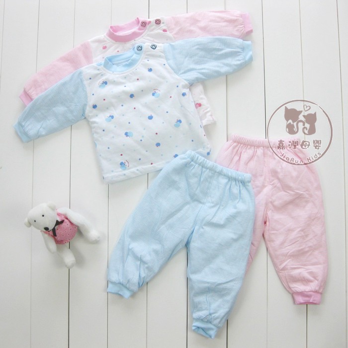 Male thin cotton-padded jacket set child 100% cotton thermal underwear baby clothes children's clothing