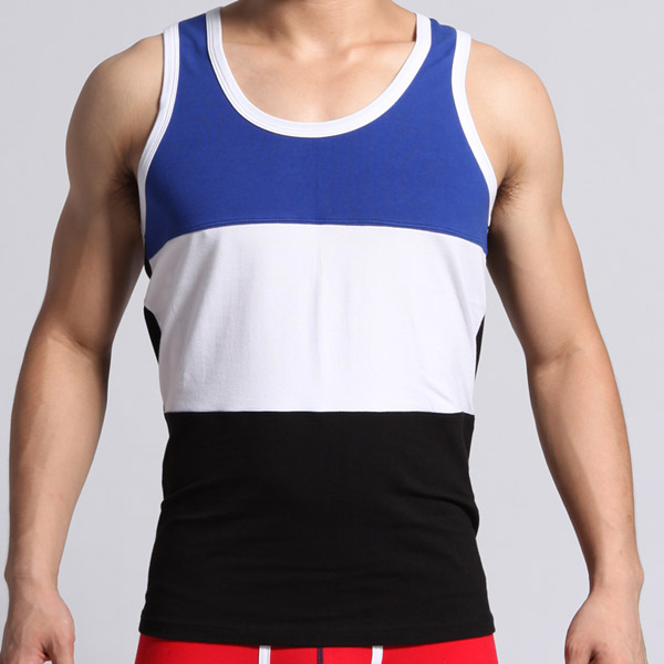 Male vest summer trend 100% cotton blue and black casual fashion male vest