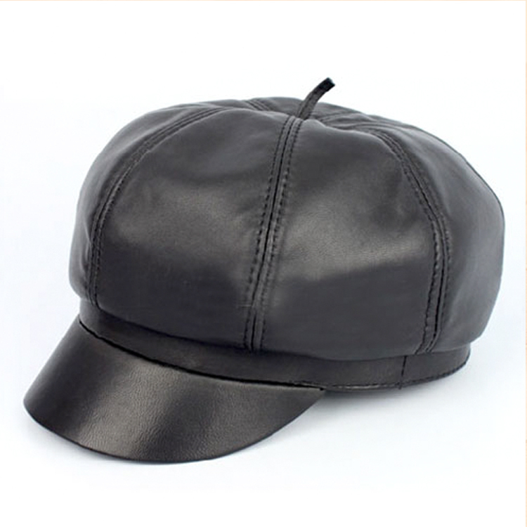 Male winter sheepskin cap genuine leather octagonal cap quality quinquagenarian hat