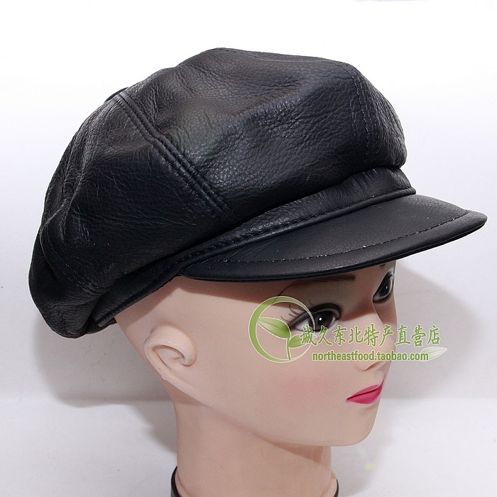 Male winter sheepskin cap genuine leather octagonal cap quality quinquagenarian hat  new style fashion hat