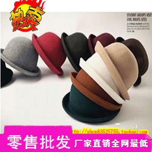 Male Women casual cashmere woolen dome small fedoras style hat cap