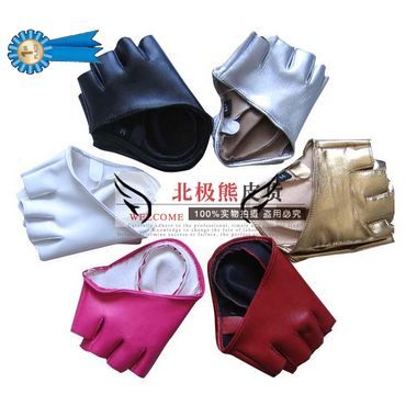 Male Women faux leather semi-finger gloves female fashion gloves personalized leather gloves