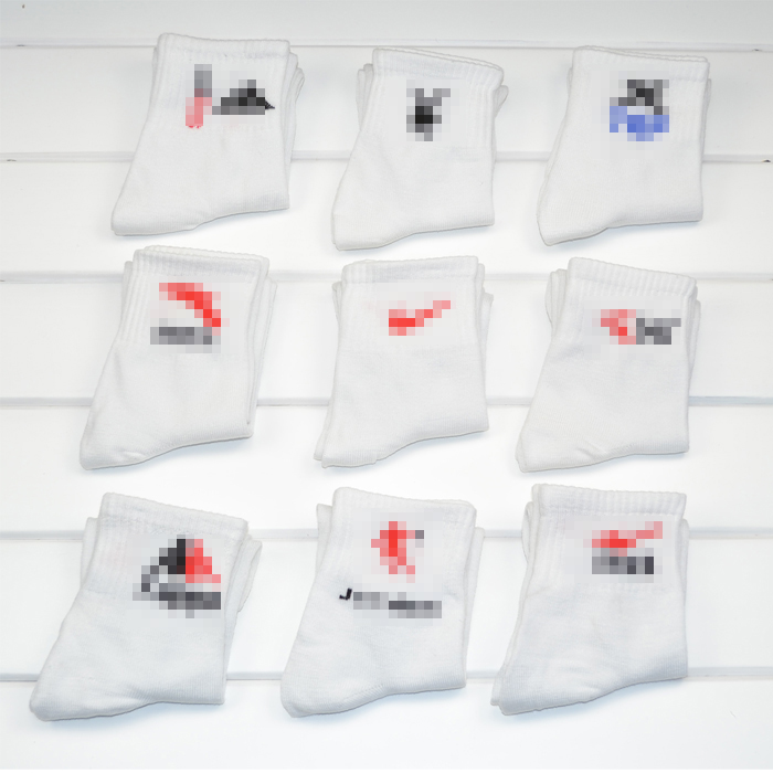 Male Women polyester cotton socks sports socks white knee-high 100% cotton socks