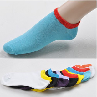 Male Women sweat absorbing sports invisible sock slippers spring and summer combed cotton socks multicolor