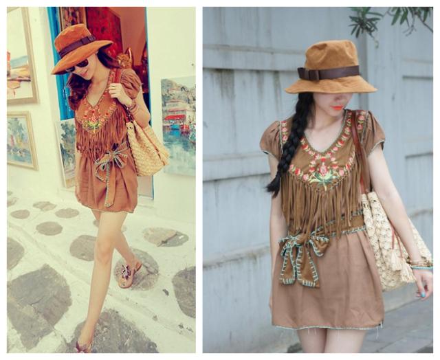 Manoush suede soft leather tassel embroidered top