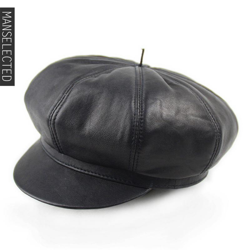 Manselected2012 badian cap genuine leather cotton sheepskin hat student hat plaid casual cap
