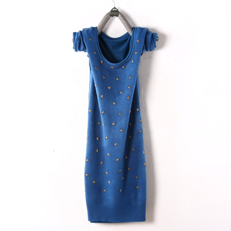 Mantianxing metal nail medium-long o-neck basic shirt sweater 2012 autumn and winter women