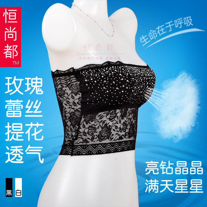Mantianxing sexy tube top rose jacquard lace sexy belt pad black and white
