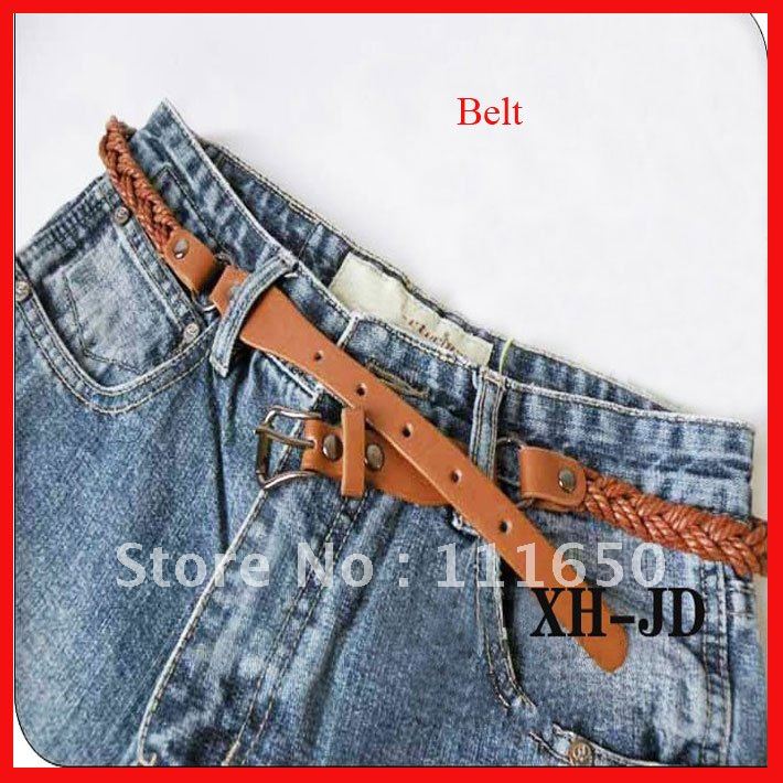 manufacture hot selling lovely leather weave belt with alloy buckel,knitted leather belt,10pcs/pack