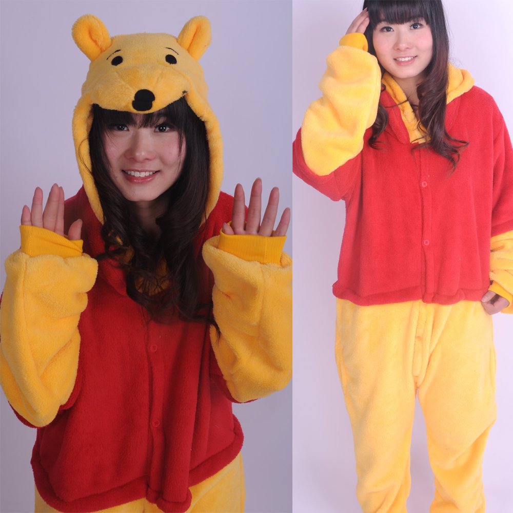 Manufacturers selling coral flocking pooh animal conjoined twins pajamas qiu dong of men and women household to take lovers