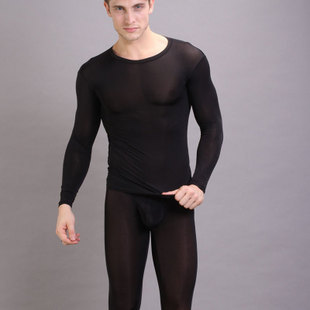 Manview male low-waist tights basic underwear set translucent lingerie ultra-thin