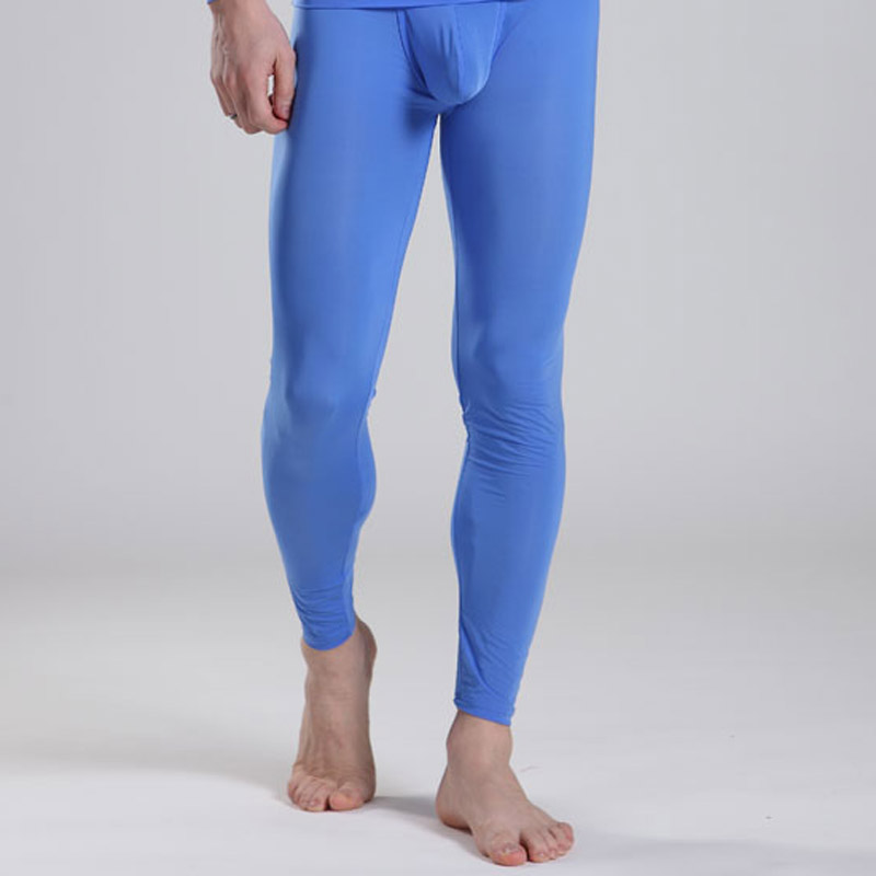 Manview sexy ultra-thin male long johns bodice silky basic underwear separate trousers m03-14