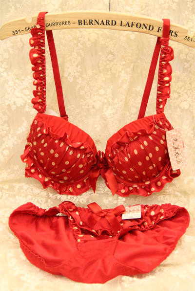 Married polka dot bra women's single-bra underwear set 8033 red