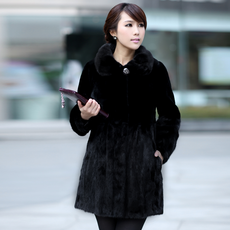 Marten overcoat female 2012 mink medium-long fur overcoat fur plus size