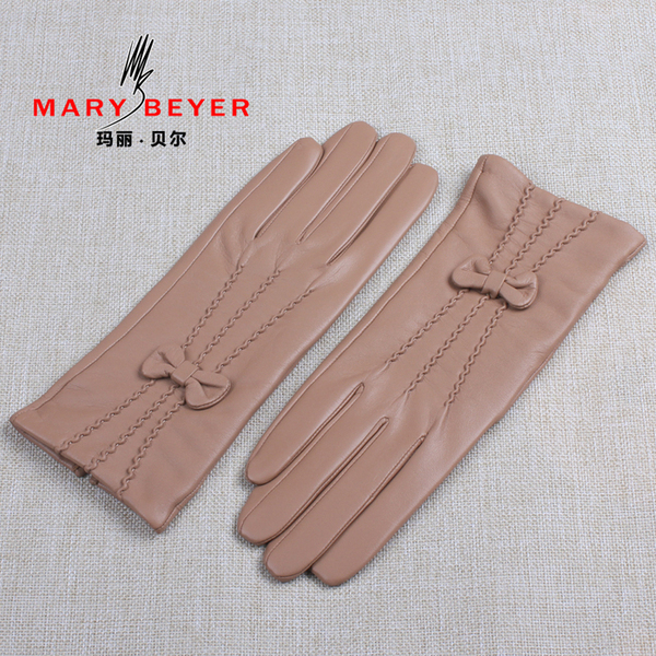 Mary beyer leather gloves female medium-long sheepskin genuine leather gloves thermal 6156 women's