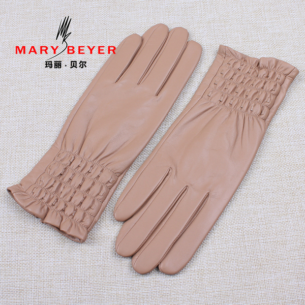 Mary beyer leather gloves female sheepskin genuine leather gloves women's winter medium-long 6170