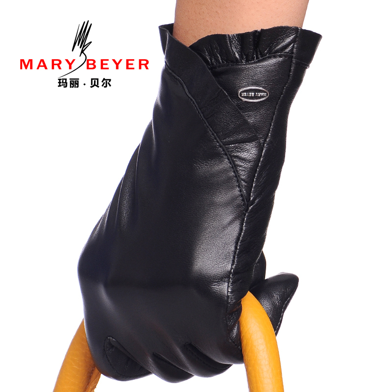 Mary beyer leather gloves female winter sheepskin fashion medium-long genuine leather gloves female 5106