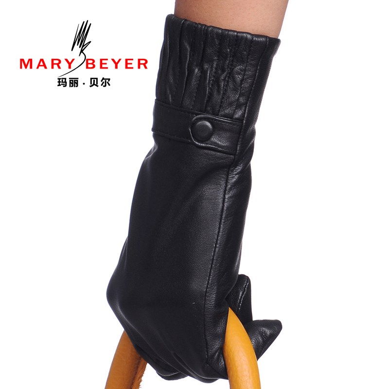 Mary beyer leather gloves women fashion genuine leather sheepskin autumn and winter medium-long thermal 6110