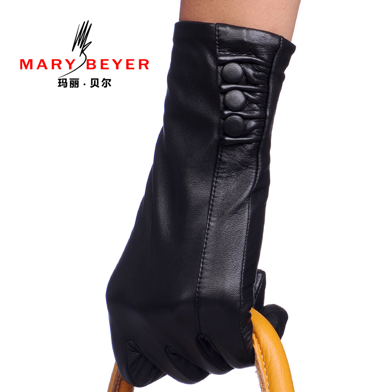 Mary beyer leather gloves women's fashion thin medium-long sheepskin genuine leather gloves 6108