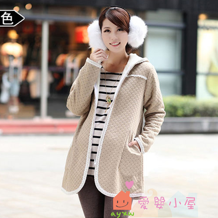 Maternity 2013 autumn and winter outerwear maternity top casual with a hood outerwear trench xyc094