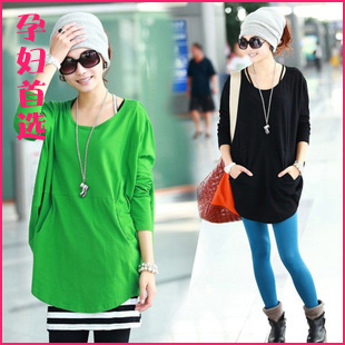 Maternity autumn and winter casual plus size maternity t-shirt skirt loose maternity t-shirt maternity long-sleeve basic shirt