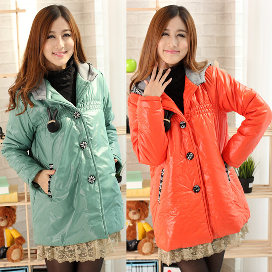 Maternity autumn and winter maternity wadded jacket plus size outerwear maternity cotton-padded jacket thickening berber fleece