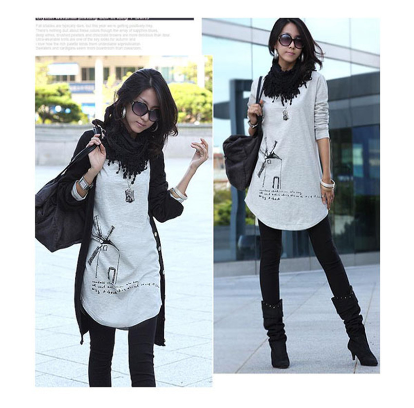 Maternity autumn long-sleeve loose t-shirt basic shirt sweater long design t-shirt
