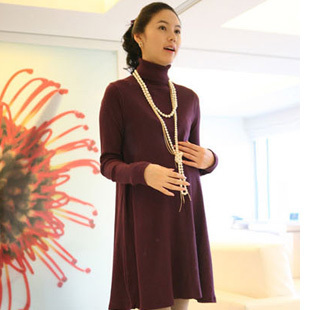 Maternity autumn top long-sleeve maternity t-shirt loose turtleneck maternity basic shirt long design maternity top