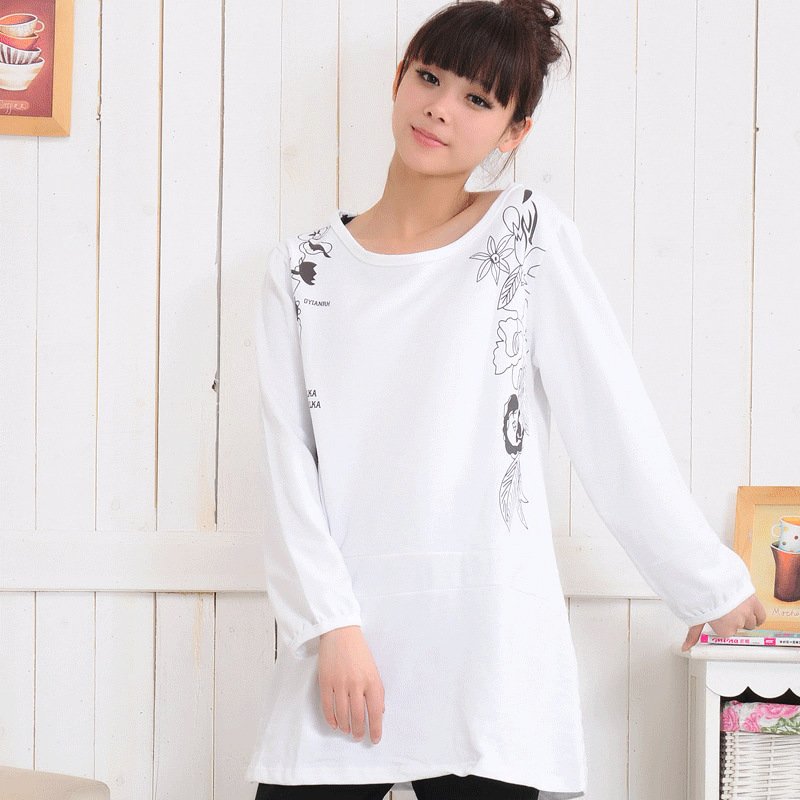 Maternity basic top spring and autumn flower pattern long-sleeve maternity t-shirt 2012