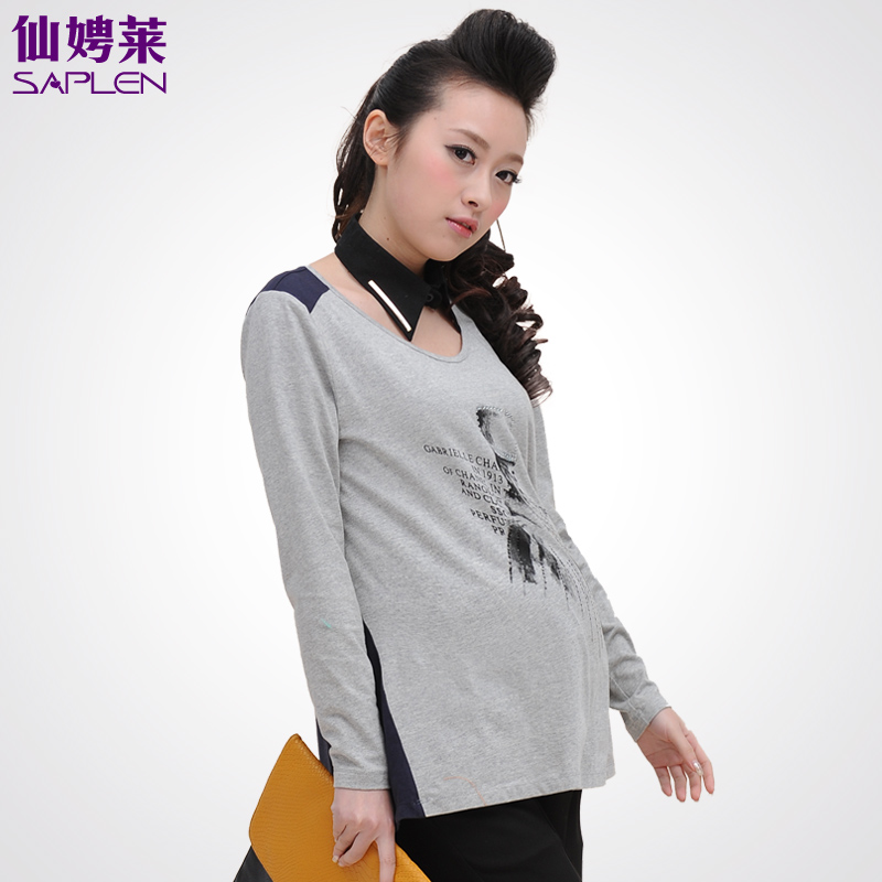 Maternity clothing 100% cotton top t-shirt spring maternity new arrival patchwork t-shirt 119971