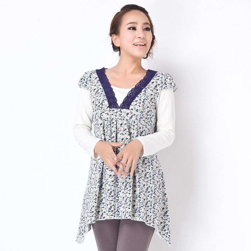 Maternity clothing 14092308 autumn fashion maternity top maternity t-shirt faux two piece