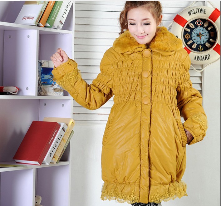 Maternity clothing 2012 fashion winter maternity medium-long outerwear slim wadded jacket maternity cotton-padded jacket