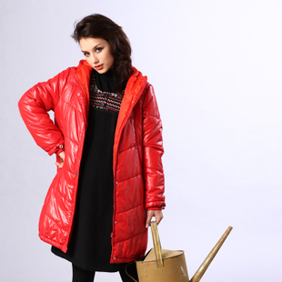 Maternity clothing 2012 winter long-sleeve hooded lengthen maternity wadded jacket outerwear 119071