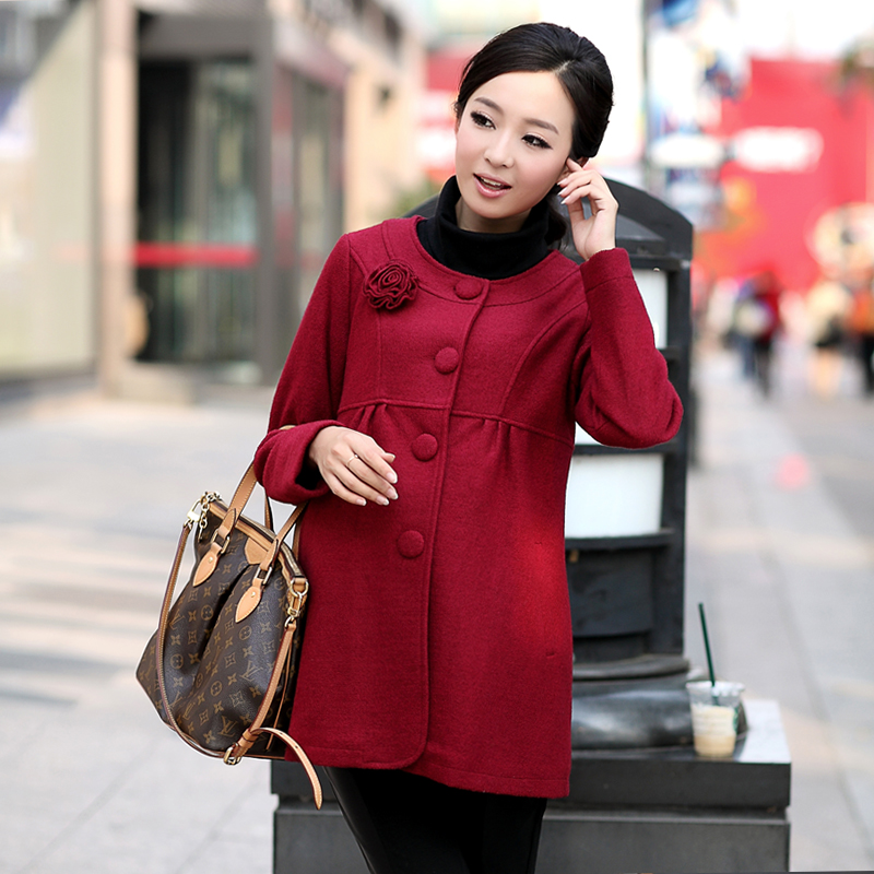 Maternity clothing 2012 winter woolen overcoat o-neck maternity overcoat