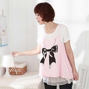 Maternity clothing 2013 new arrival maternity t bow print 2 maternity top summer