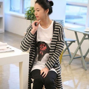 Maternity clothing 2013 spring fashion classic casual loose stripe maternity t-shirt cardigan