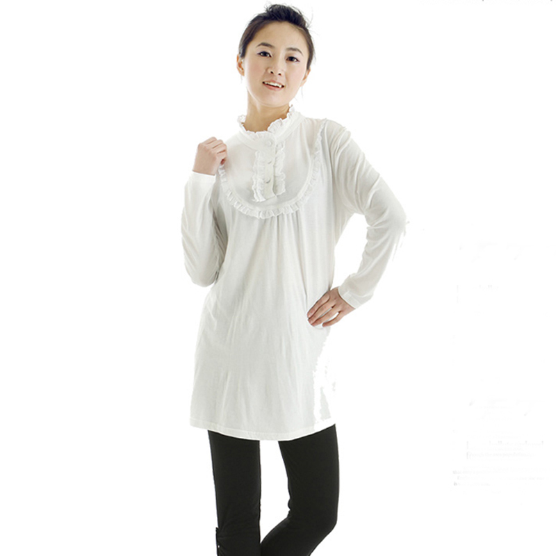 Maternity clothing 8637 laciness stand collar maternity top - maternity basic shirt maternity clothing autumn