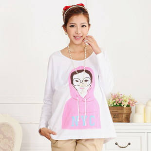 Maternity clothing autumn and winter 100% cotton maternity top maternity basic shirt maternity basic shirt