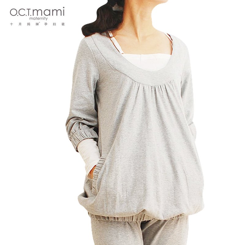 Maternity clothing autumn and winter cotton faux two piece long-sleeve maternity top t-shirt 1099106