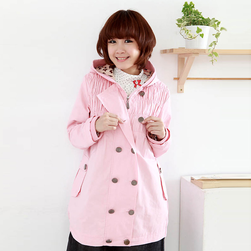 Maternity clothing autumn and winter double breasted zipper as front fly maternity outerwear overcoat trench