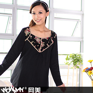 Maternity clothing autumn and winter fashion 100% cotton print t-shirt long-sleeve maternity top 1097401