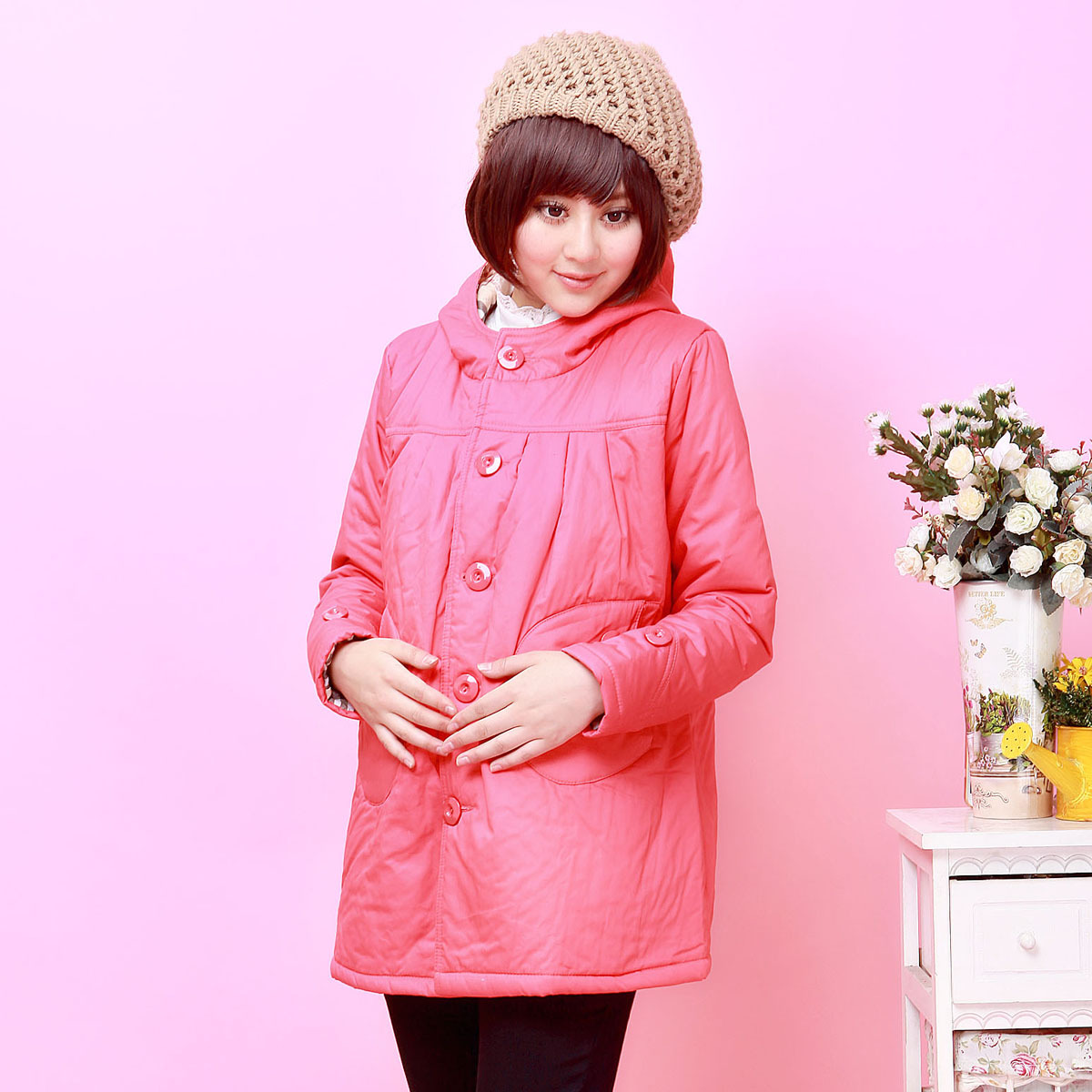 Maternity clothing autumn and winter fashion maternity top winter berber fleece maternity thickening wadded jacket cotton-padded