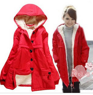 Maternity clothing autumn and winter fashionable casual with a hood berber fleece thermal thickening wadded jacket outerwear