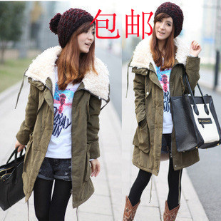 Maternity clothing autumn and winter large lapel plush maternity outerwear maternity wadded jacket thickening trench maternity