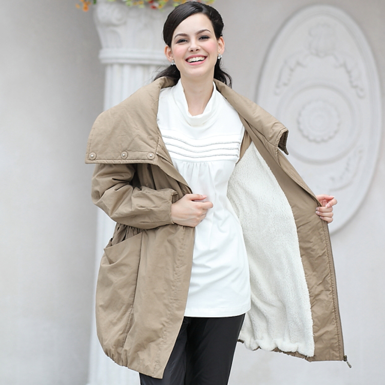 Maternity clothing autumn and winter maternity outerwear clip wool maternity cotton-padded jacket overcoat
