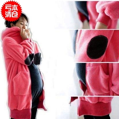 Maternity clothing autumn and winter maternity outerwear fashion patch double faced fleece wadded jacket thermal winter clothes