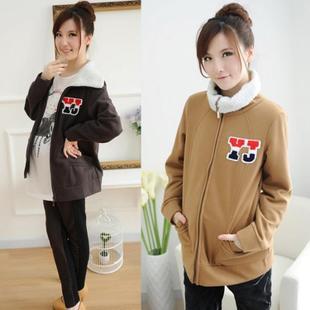Maternity clothing autumn and winter maternity outerwear sports casual turn-down collar thickening thermal fashion outerwear