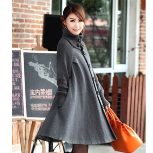 Maternity clothing autumn and winter maternity outerwear trench plus size long design stand collar maternity trench outerwear