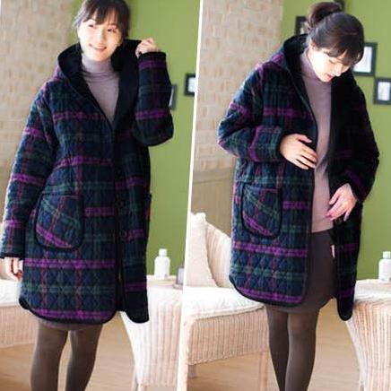 Maternity clothing autumn and winter maternity thickening cotton-padded jacket maternity clothing outerwear big cold-proof plaid
