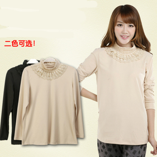 Maternity clothing autumn and winter maternity top o-neck lace basic shirt basic shirt maternity long-sleeve T-shirt